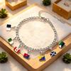 Braccialetto con Charm Bandiera in Acciaio Inossidabile con Moschettone, Gioiello Ciondolo Paese per Regalo di Viaggio Accessorio Stile