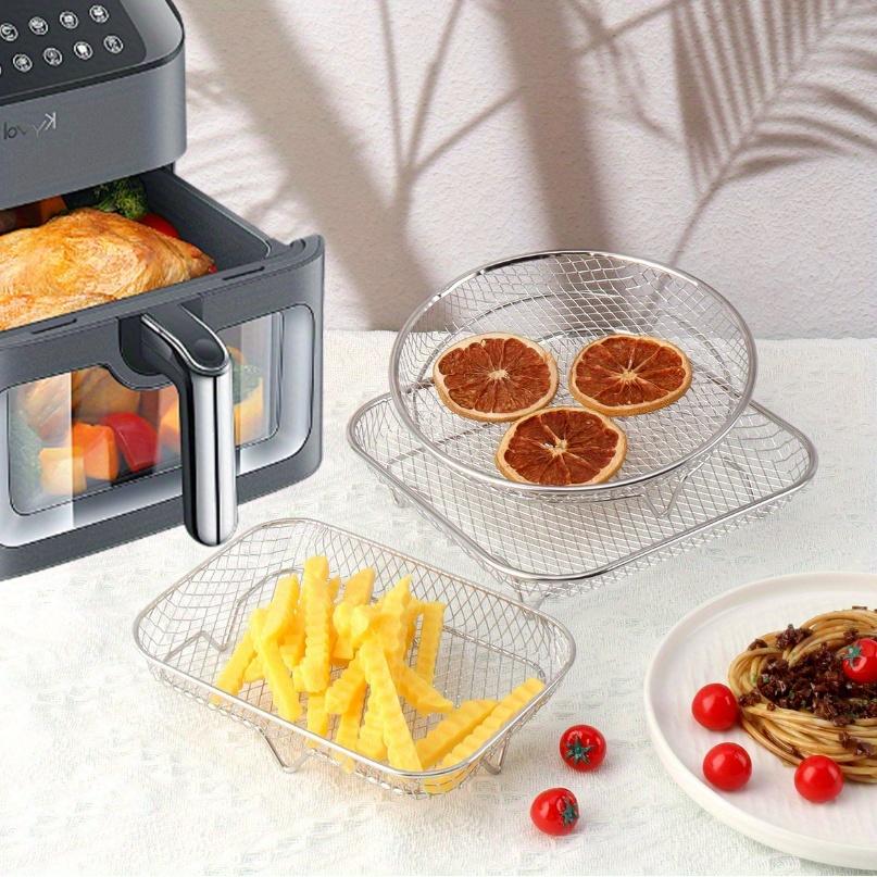 3/1Pc Air Fryer Accessories Kitchen Filter Rack Stackable BBQ Grill Rack Food Frying Basket Set Multipurpose Baking Cooking Tool