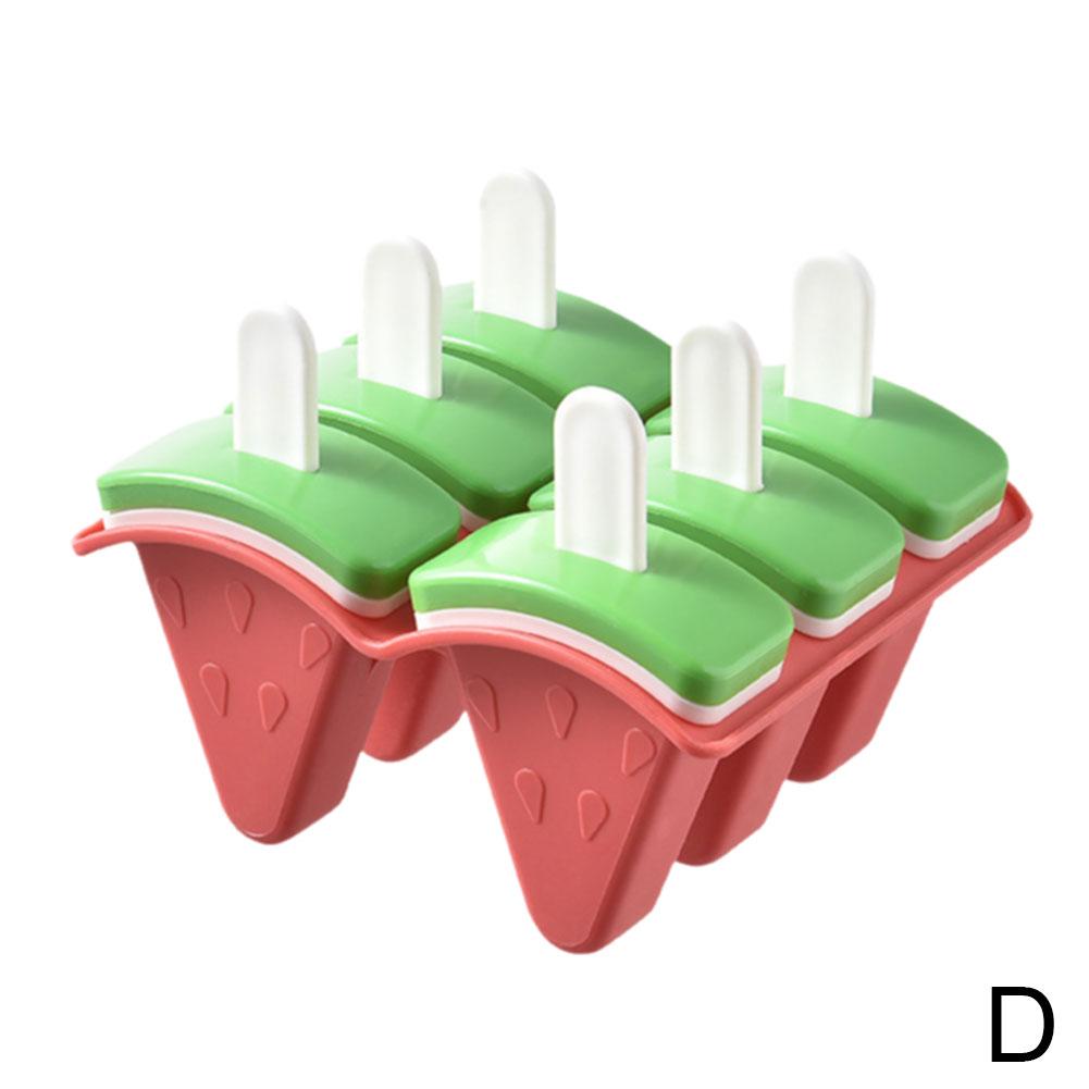 6 Girds Watermelon Shape Ice Molds in One Tray With Sticks Easy-Release Popsicle Makers Homemade Ice Cream Mould 6