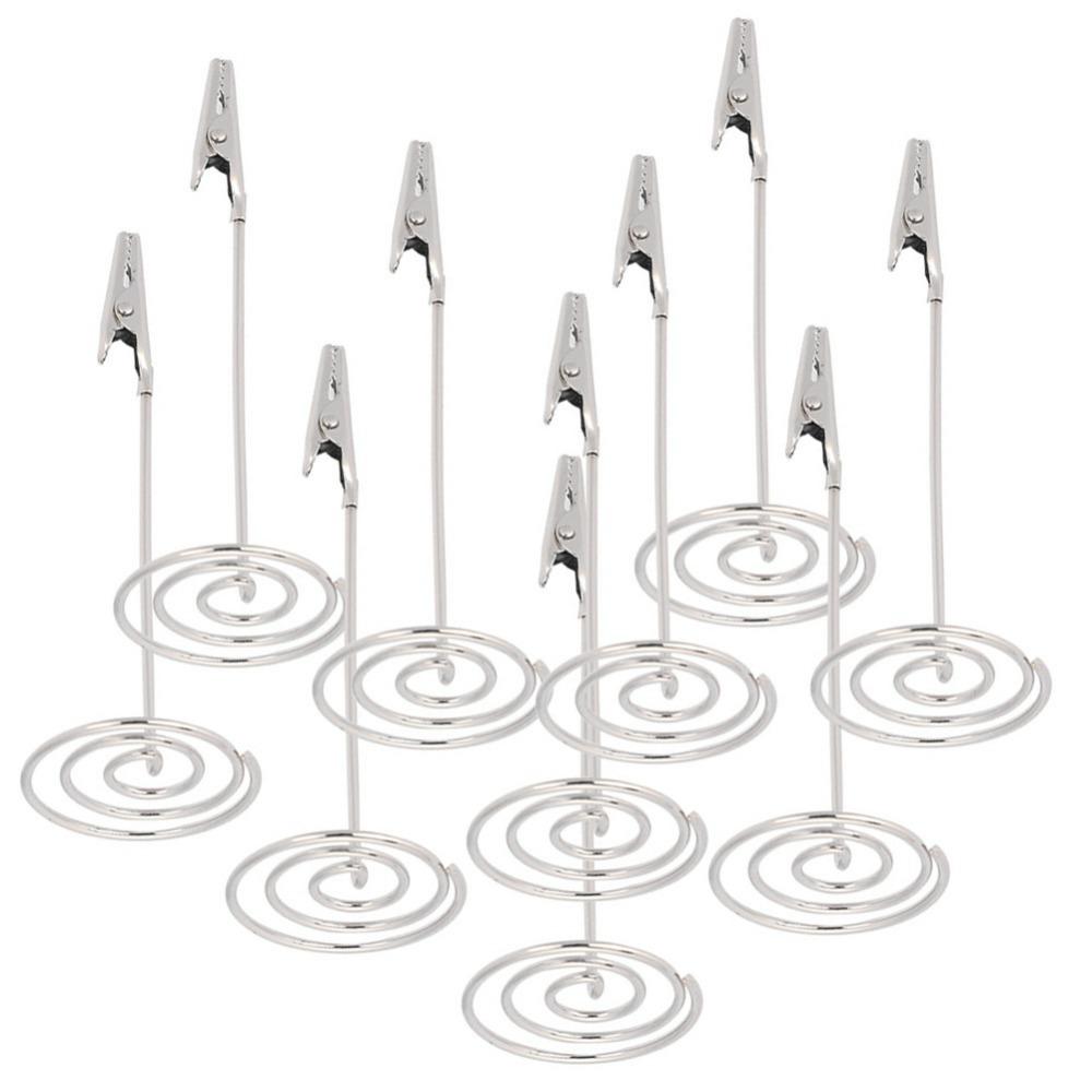 10Pcs Stable Base Crocodile Mouth Card Holder Metal Metal Photo Stand  Party Seat Marking
