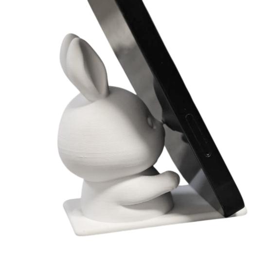 Minimalist Desk Accessory for Home Office Cute Bunny Phone Holder, 3D Printed Animal Mobile Stand, Small Desktop Stand Kids Rabbit Cell Holder