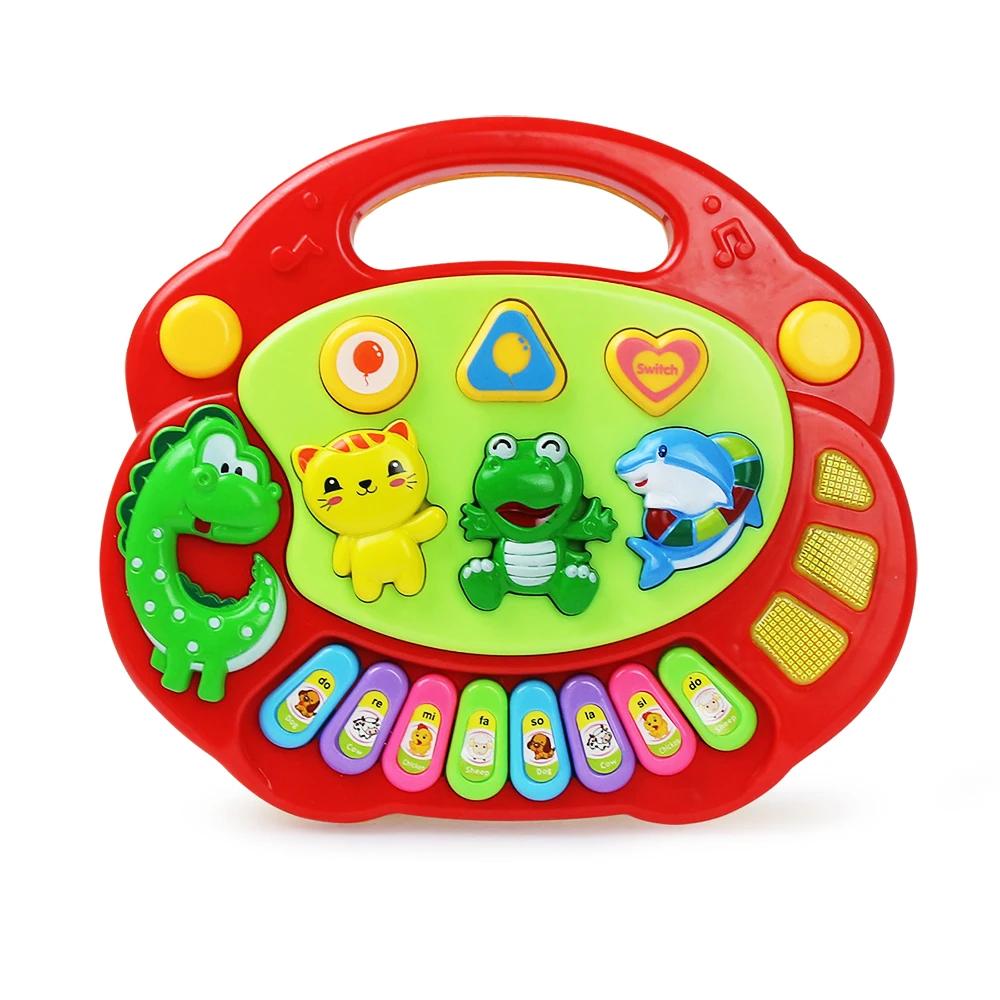 Klaviertastaturspiel für Kinder mit Cartoon-Motiv und Tiergeräuschen, Blinklicht, Musik, Babyinstrument, Musikspielzeug, Lernspielzeug, Kindergeschenke
