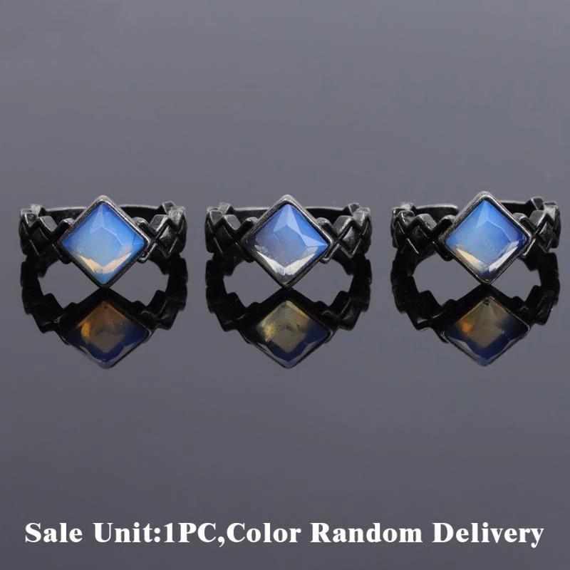 1Pcs Retro Crystal Ring Natural Stone Amethyst White Crystal Handmade Vintage Punk Finger Ring Jewelry Gift