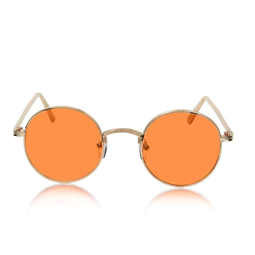 Sunny Round Hippie Small Gold Orange Lenses Gold Size M Sunglasses, Vintage, Circle, Eyeglasses, Frame,