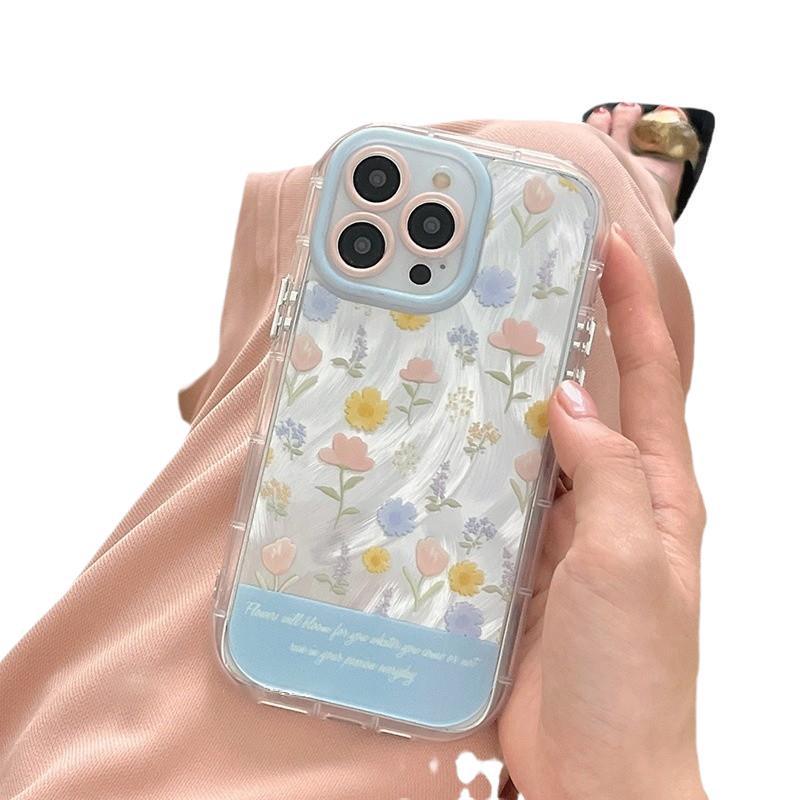 Fresh Floral Gauze Cream Phone Case for iPhone 17 Pro Max/16 Plus/14/13