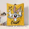 1pc Bugs Bunny Crazy Flannel Throw Blanket Lightweight Soft Warm All Season Blanket for Sofa, Bed, Travel,L1028060