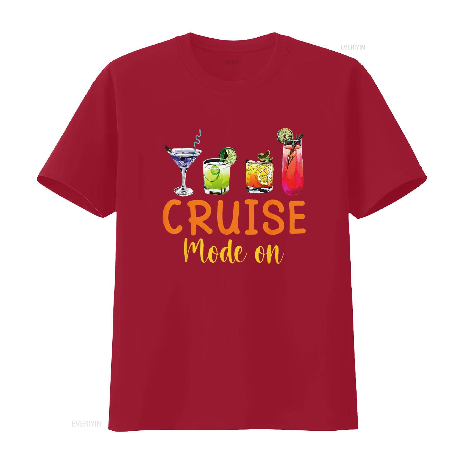 

Womens Cruise Ship Mode On Funny T Shirt vintage Washed Stretched Comfortable Top For Everyday Wear homme Slightly graphic Soft S