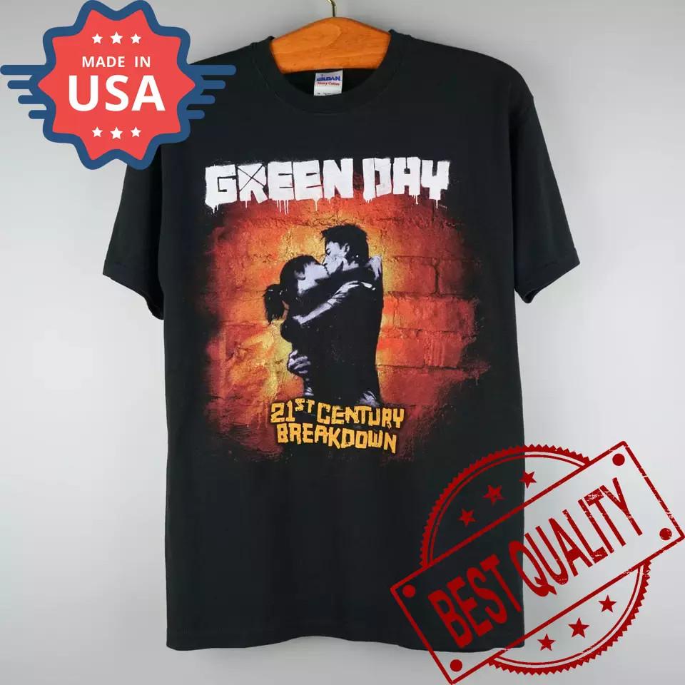 

Винтажная черная футболка Green Day 21st Century Breakdown Хлопковая унисекс футболка S-5XL Унисекс футболка XL