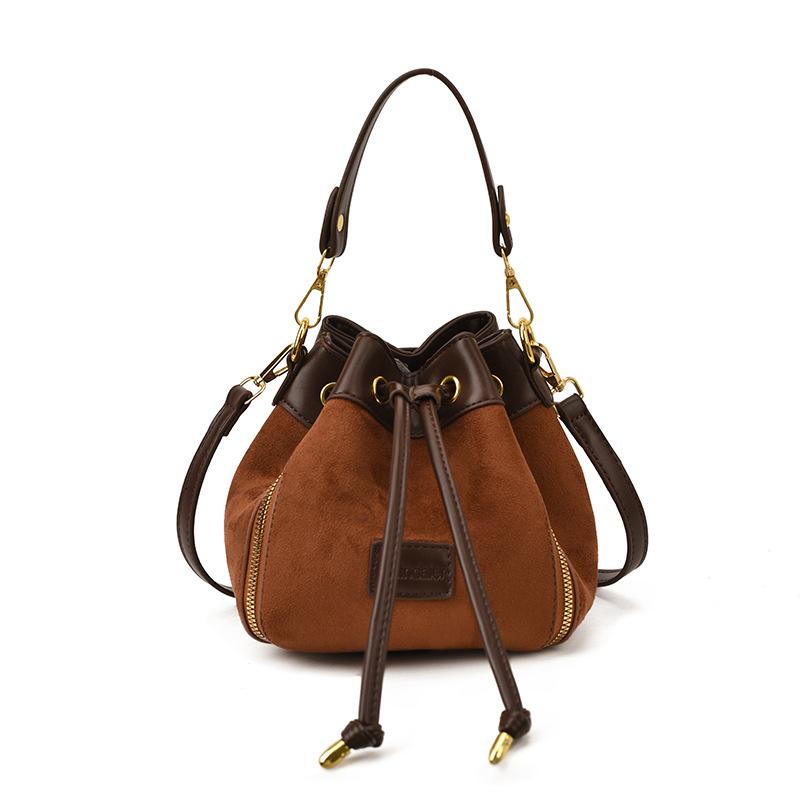 

Premium handbag frosted bucket bag women s 2025 winter new drawstring shoulder bag commuter messenger bag