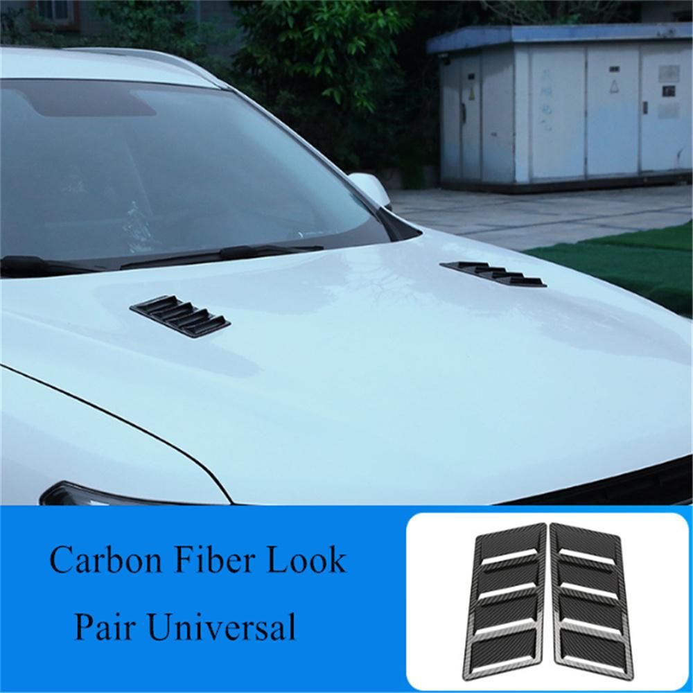 Universal Car Front Bonnet Vents Hood Fender Decorative Carbon Fiber Look 1 Pair