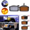 Fit For Jeep Wrangler TJ 97-06 Dynamic Amber LED Front Bumper Side Marker Lights White Parking Light Turn Signal Blinker Lamp