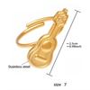Stainless Steel Adjustable Wedding Rings Dating Rings Guitar Shape Delicate Finger Jewelry for Woman and Man Present