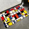 Mondrian Style Geometric Pattern Non Slip Absorbent Door Mat Modern Art Design Home Decor Rug for Bathroom Entrance Quick Dry