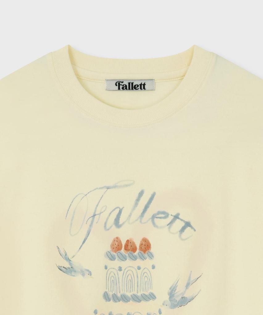 FALLETT Cake Drawing Short Sleeve T-Shirt Yellow