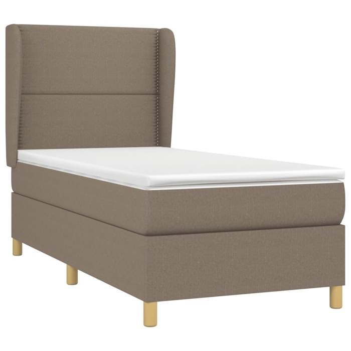 3128409 vidaXL Divan Bed with Mattress Taupe 90x190 Cm Fabric