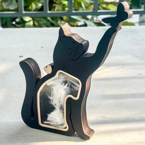 Caja Conmemorativa para Pelo de Mascota Superficie para Grabado DIY Caja de Recuerdos Hecha a Mano Ventanas Antimanchas Compartimento Sellable Caja para Pelo de Mascota