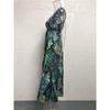 Tropical Floral Print Deep V Neck Spaghetti Strap Maxi Dress Beach Sundress