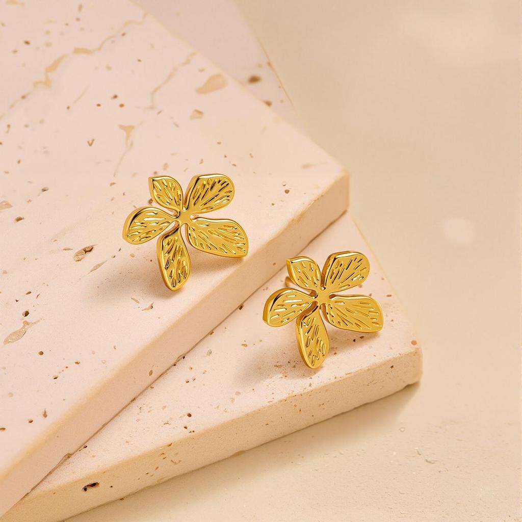 Geometric Irregular 18k Gold Titanium Steel Earrings for Women