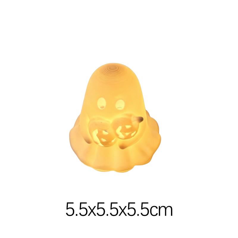 Cute Halloween Decorative Ghost Figures 3D Printed Ghost Ornament with LED Light Warm Glow Halloween Desktop Decorations
