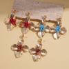 Metallic flower pattern silver needle earrings fashionable personality versatile earrings