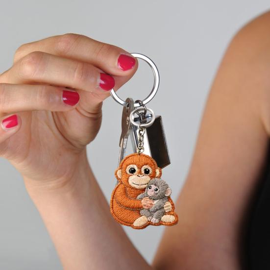 Monkey Plush Keychain Pendant with Metal Ring Soft Stuffed Animal Hugging Doll for Bags Keys Cute Monkey Gift Idea