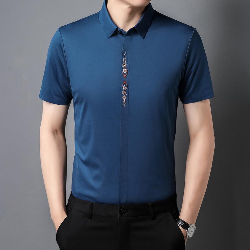 Летняя тонкая рубашка с коротким рукавом для мужчин среднего возраста — фото 3