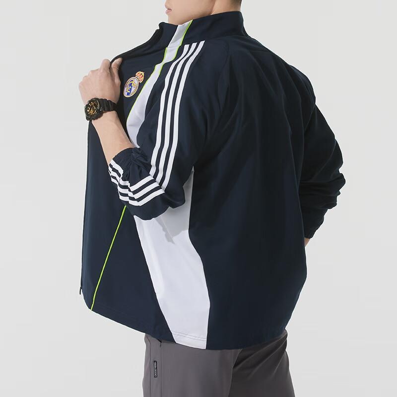 adidas Real Madrid Fashion Casual Sports Breathable Stand Collar Jacket Men Jackets Black JF2575