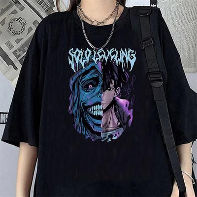 Solo Leveling T-Shirt Sung Jinwoo Neues Anime Manga T-Shirt Herren Damen Kleidung Kurzarm Cartoon T-Shirt