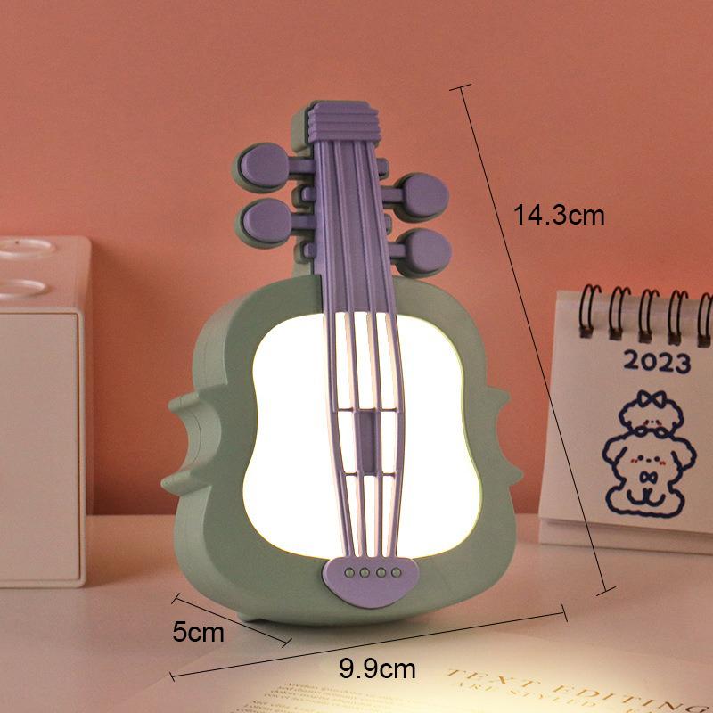 

RGB LED Violin Night Light USB Rechargeable Bedside Table Lamp For Baby Night Feeding Bedroom Use Clearance зелений