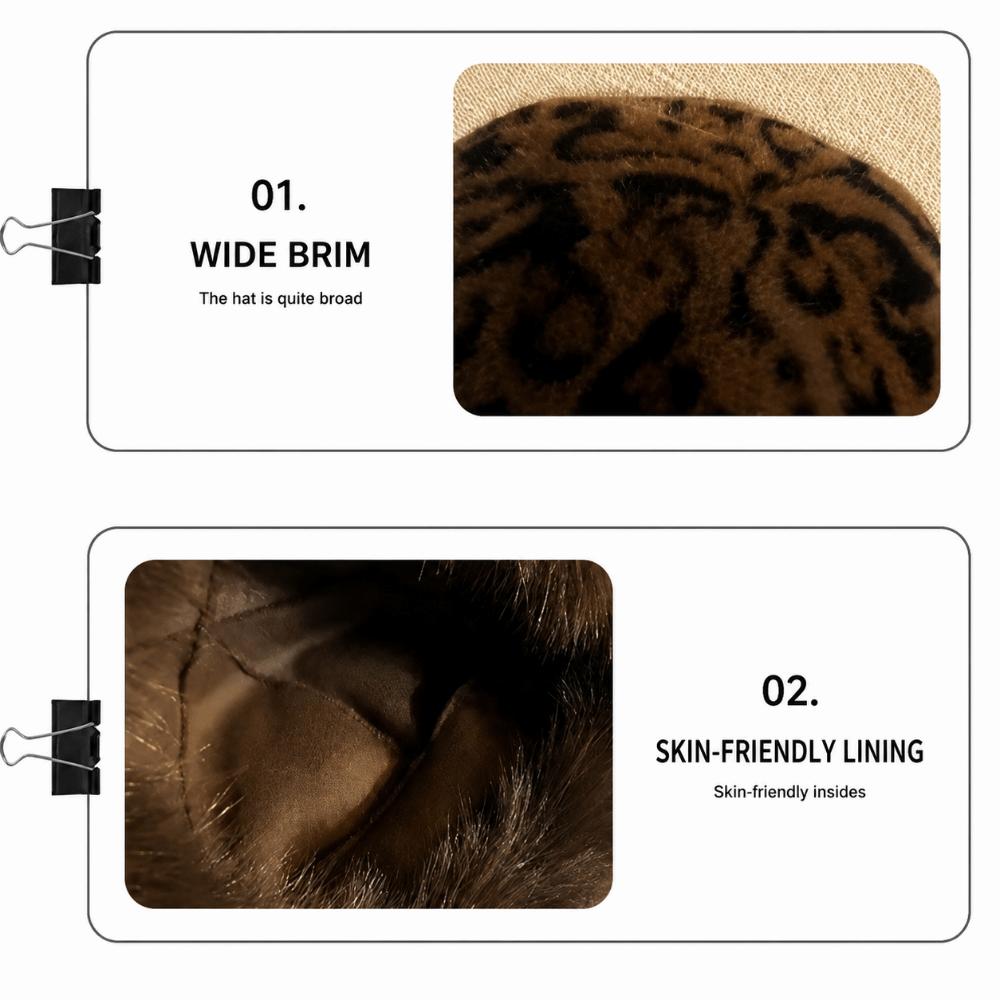 With Ear Lovely Women's Cap Leopard Print Warm Fluffy Faux Fur Bucket Hat Ear Protection Cap