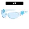 Retro Y2K Style Oval Sunglasses Women Fashion Heart Sports Goggles Popular Cat Eye Sun Glasses