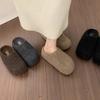 Inner Heightening Thick-soled Felt Bag Head Half Slippers Women Wear Autumn and Winter Velvet Bread Shoes Warm Birkenstock Cotton Shoes