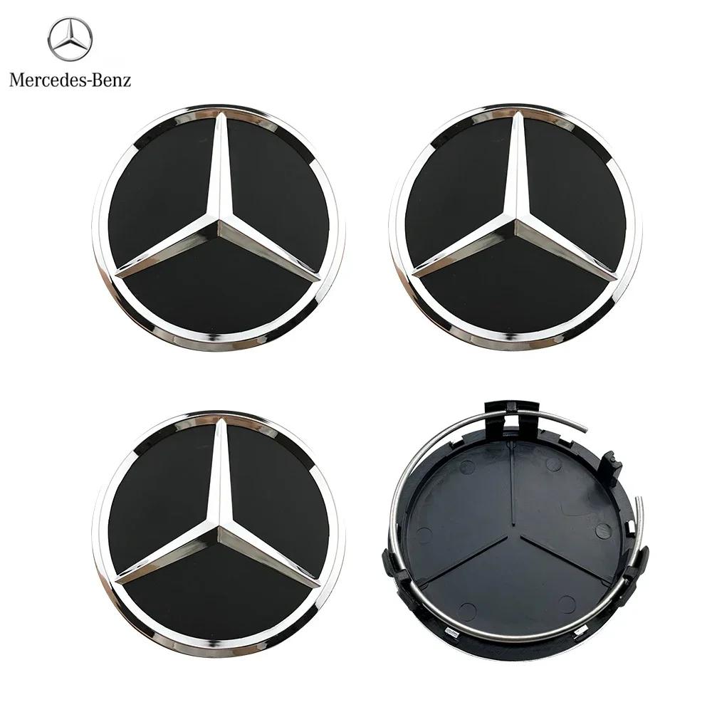 

4pcs 75mm Car Wheel Center Hub Caps Cover Mercedes Benz B/C/E/S Class A Class C200L GLC GLK CLA W126 Auto Accessories матовый черный