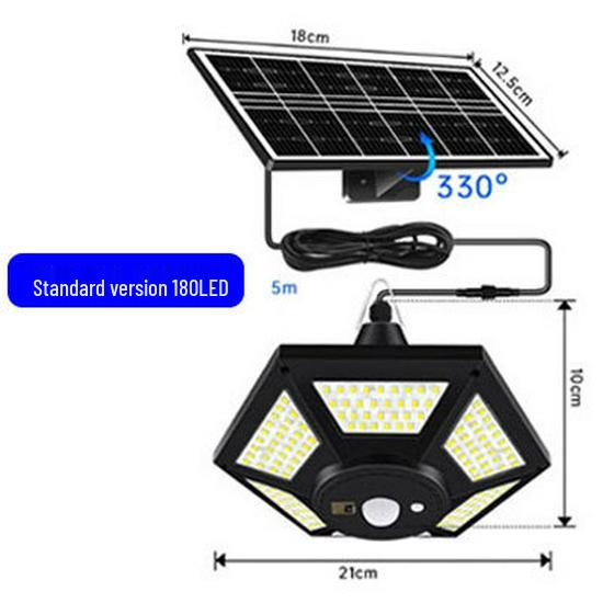 Outdoor Solar LED Pendant Light for Balcony, Pavilion, Terrace, Shed, Garage, and Courtyard.
