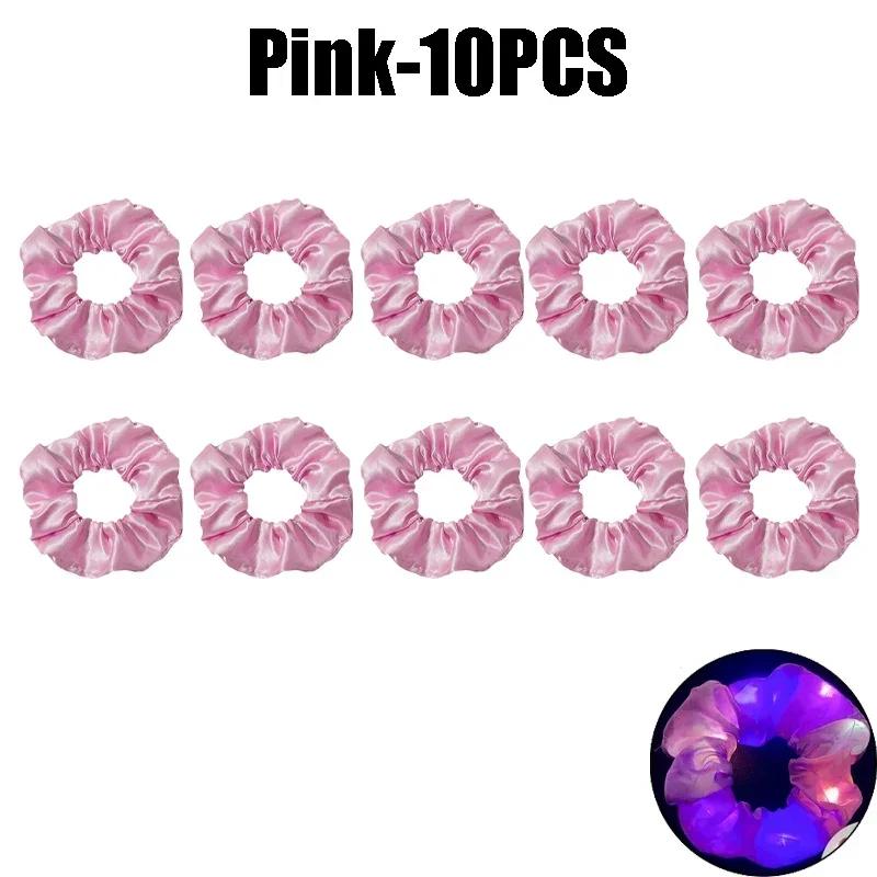 LED Luminous Scrunchies Hairband Ponytail Holder Headwear Elastic Satin Hair Bands Girl Hair Accessories for Party