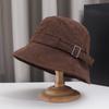 Autumn and Winter Bucket Hat Women's Versatile Basin Hat Women's Hat British Autumn and Winter Corduroy Fashion Top Hat