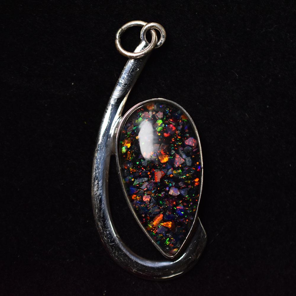 Natural Opal Pendant 925 Sterling Silver 29.50 ct Pear Cut for Her October Birthday Birthstone