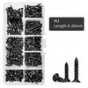 500pcs Portable Metal M3 Screw Kit Cross Head Round Head Self Tapping Screw Fastener Self Drilling Pan Head Screw Hardware