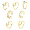 Einzigartiger Goldfarbener Blumenring Exquisites Design Funkelnder Eingelegter Offener Ring Süßer Kristall Zirkonia Ring Urlaubsaccessoires