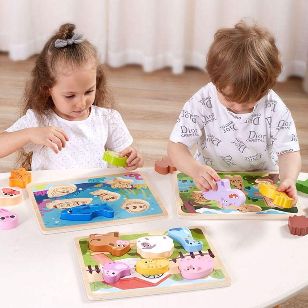 Puzzle Board Shape Matching Board Game Montessori Animal Jigsaw Toys Birthday Gifts