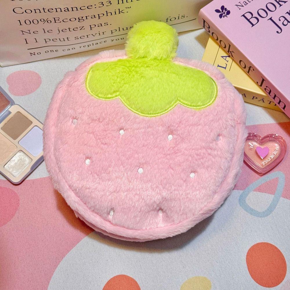 Multi-functional Cosmetic Bag Strawberry Shape Jewelry Miscellaneous Storage Storage Bag Handheld Makeup Bag Women