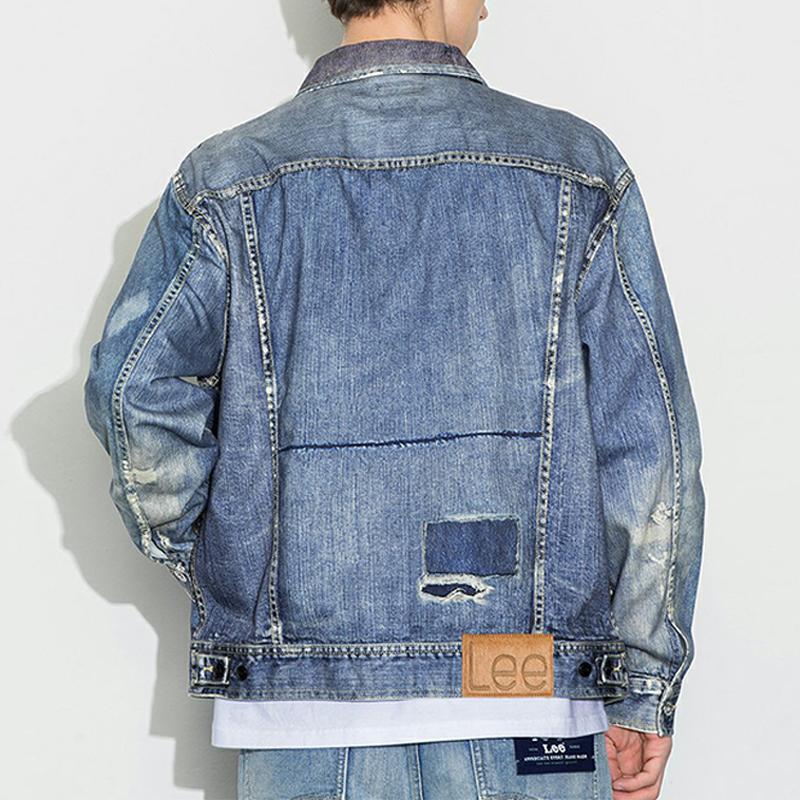 Lee Washed Single Button Loose Denim Jacket Men jackets Light-Blue LMT001517100274-A00581