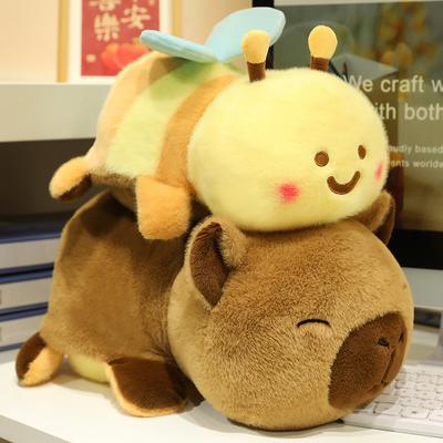 Non-Toxic Cute Flippable Plush Capybara To Bee Reversible Stuffed Animals Soft Doll Fluffy Bee Pillow Birthday Gift