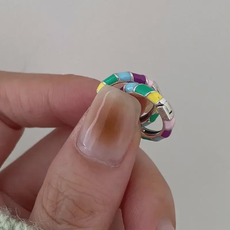 Autumn/Winter 2022 Geometric Color-Splice Earrings – S925 Silver Needle, Hong Kong Style 