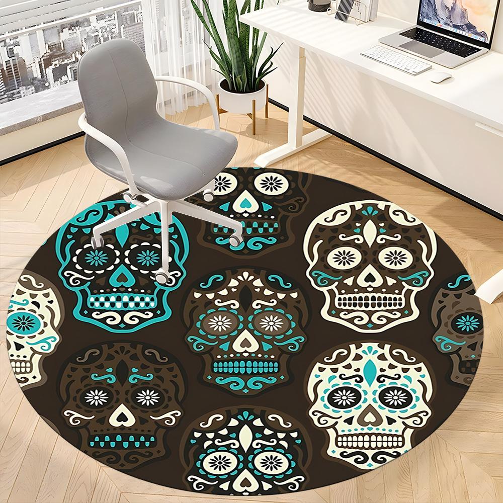 1pc Sugar Skulls Chair Carpet for Office Machine Washable Rug for Office, Good Gift for Family or Friends yy251225220
