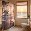 Modern Minimalist Beach Scene Shower Curtain With Polyester Fabric For Bathroom Decor