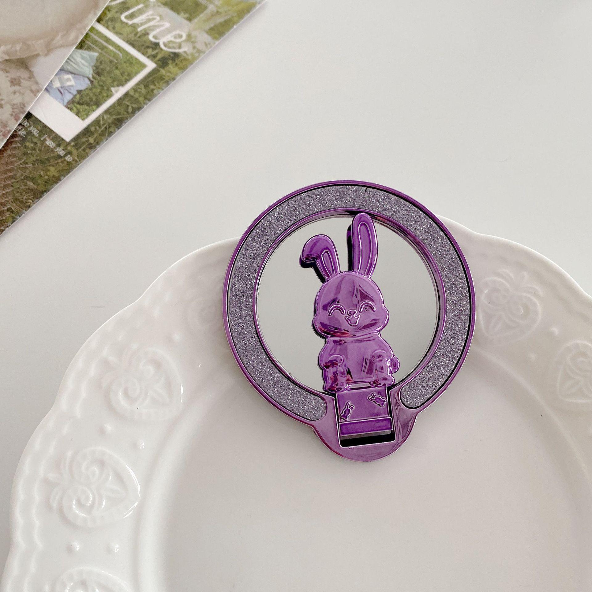 

Glitter Rabbit Mirror Stand: Magnetic Wireless Charger & Foldable Phone Case with Ring and Magnetic Mount фиолетовый