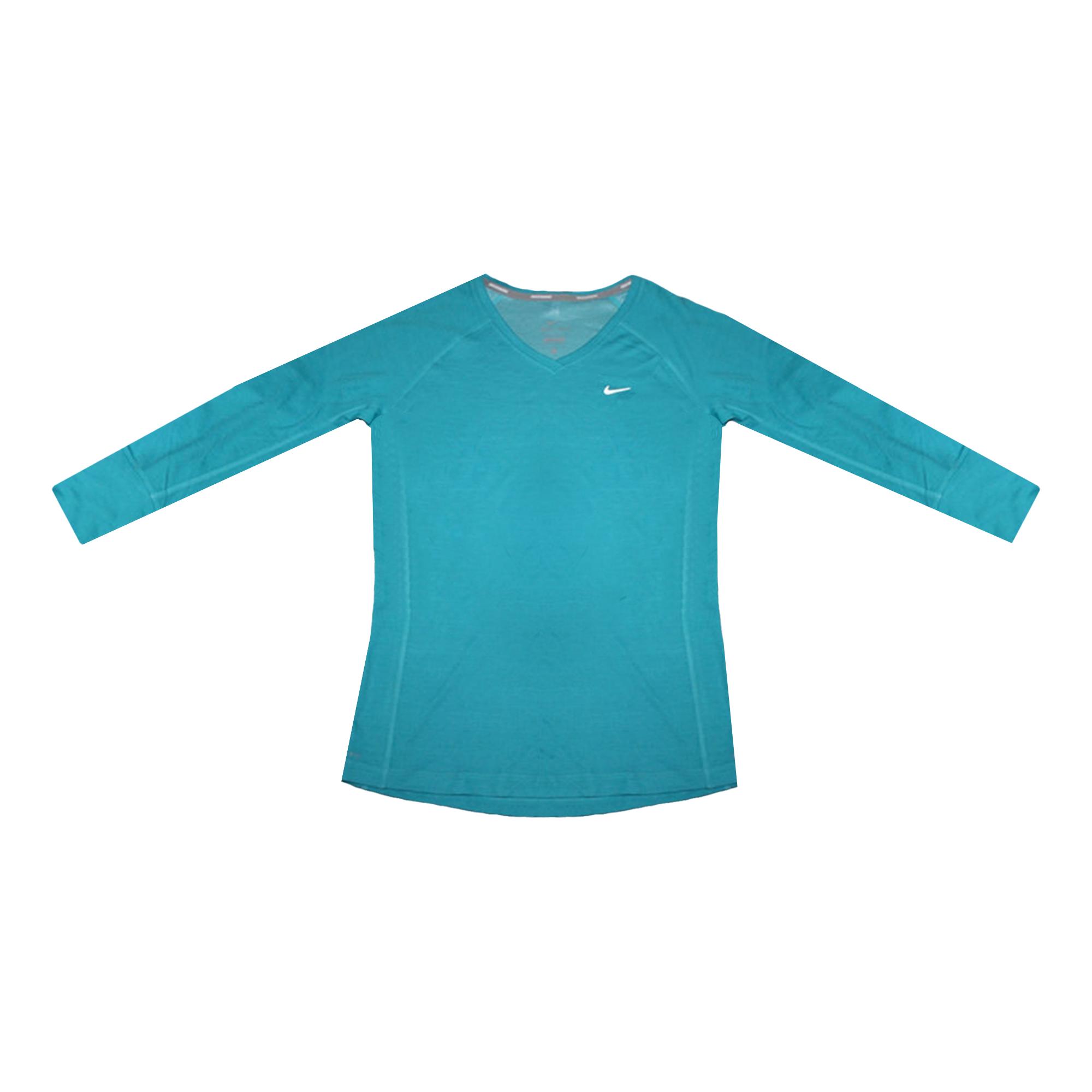 Nike Dri Fit T Shirts Women s Sky Blue V Neck Moderate 553573-408 XL