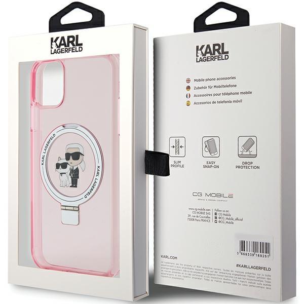 Karl Lagerfeld KLHMN61HMRSKCP iPhone 11 / Xr 6.1" Pink Hardcase Ring Stand Karl&Choupettte MagSafe