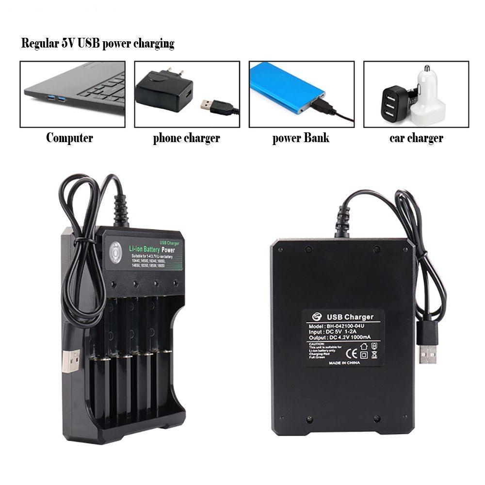 18650 Battery USB Charger 4 Slots Rechargeable Lithium Battery Charger with LED Light Charging for 18650 16650 14650 16340